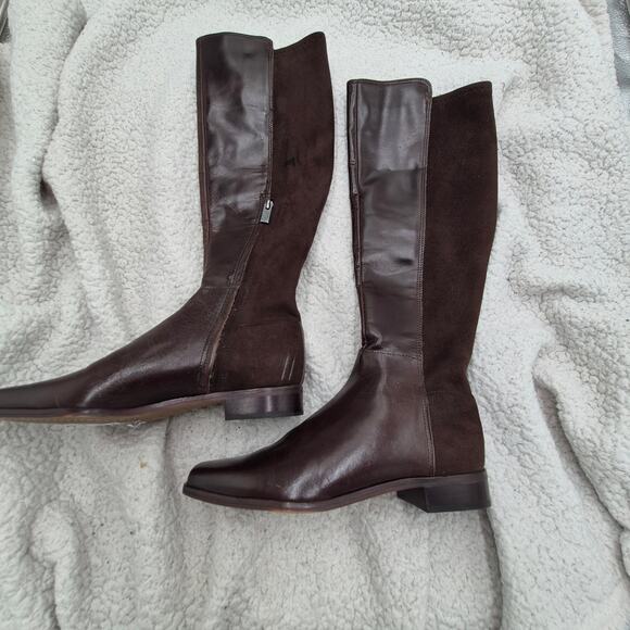 NEW Vince Camuto Librina knee-high boot chocolate brown leather suede size 5 - Picture 3 of 7